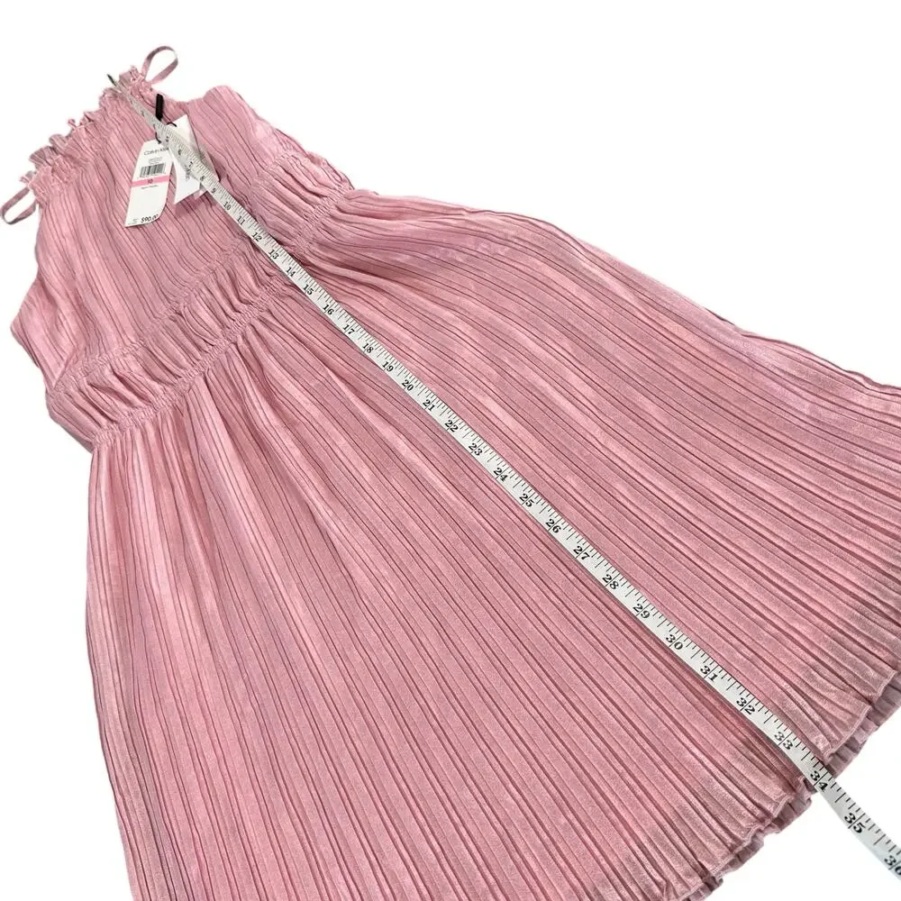Calvin Klein Kids Shirred Shimmer Pink Midi Dress Girls Size 10